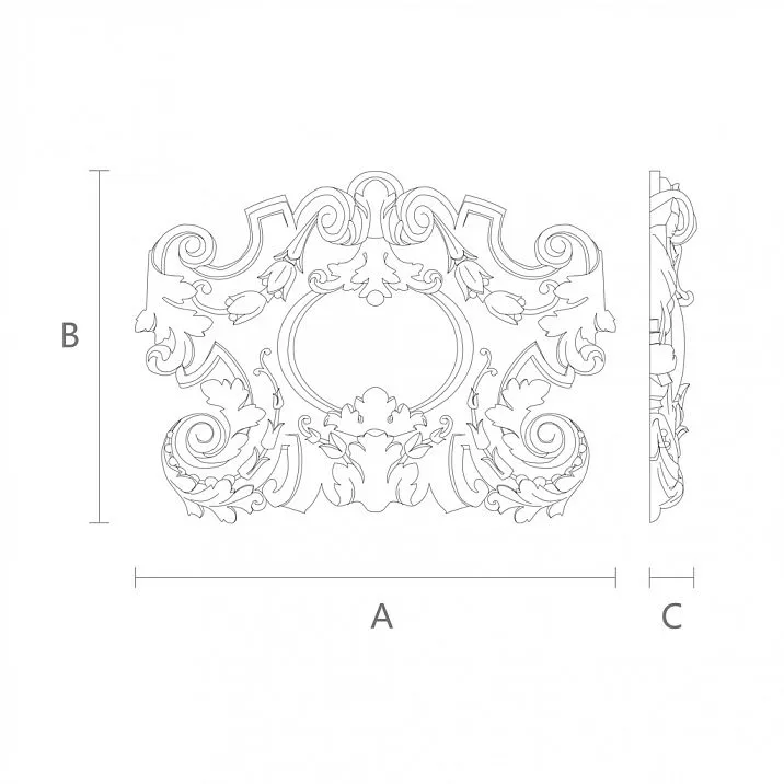 Decorative wooden overlay with carved flowers and leaves drawing