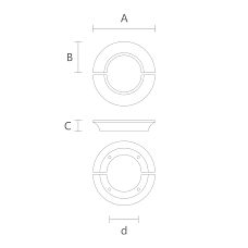 Drawing of a semi-circular wooden handle