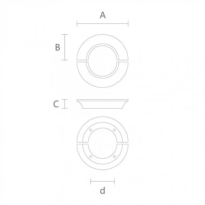 Drawing of a semi-circular wooden handle