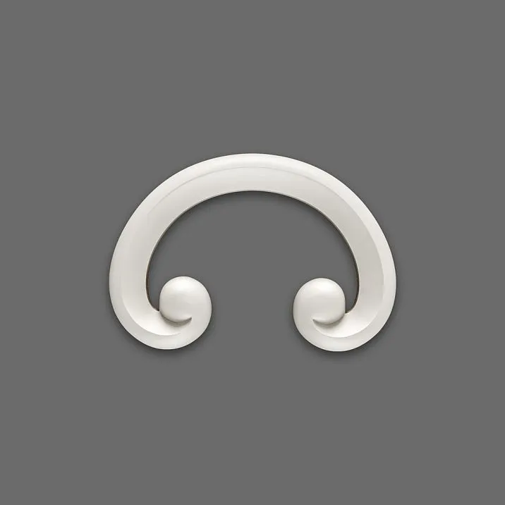 NPU-309 polyurethane decorative molding &mdash; semi-circular overlay with scrolls for interior and facade use