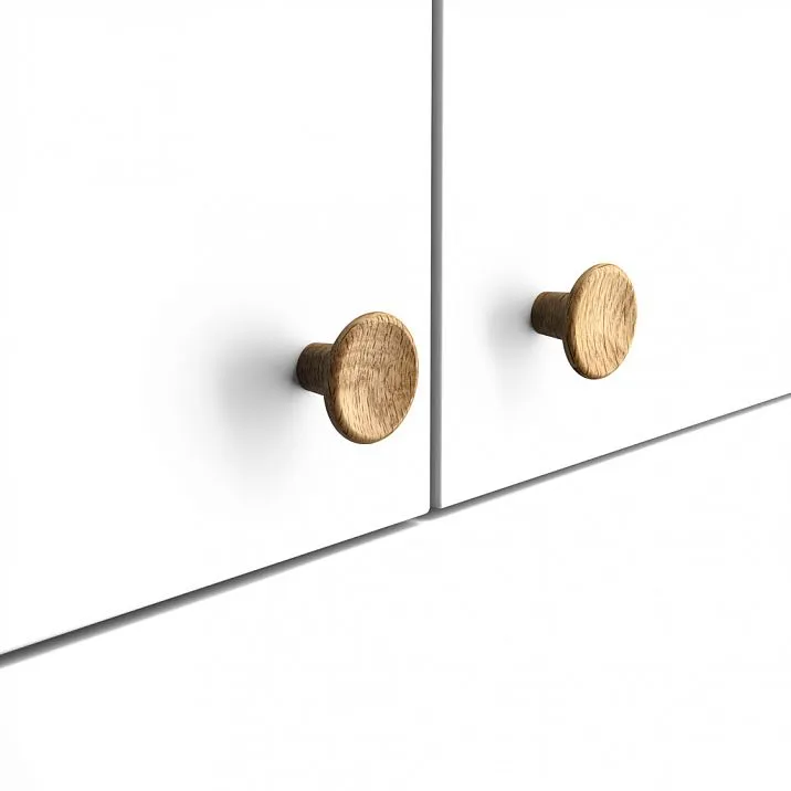 Round furniture handles on the front panel