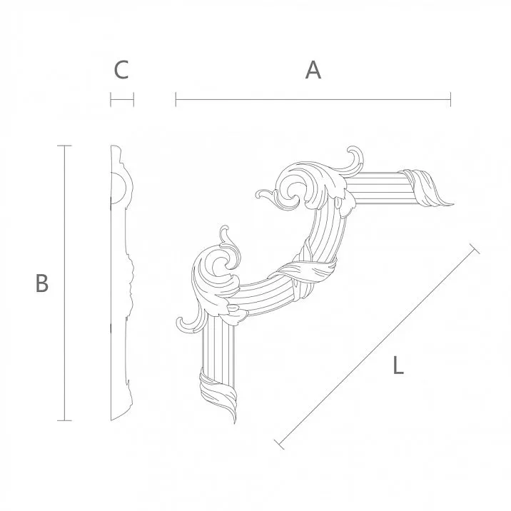 Elegant and original wooden carved applique N-419 drawing