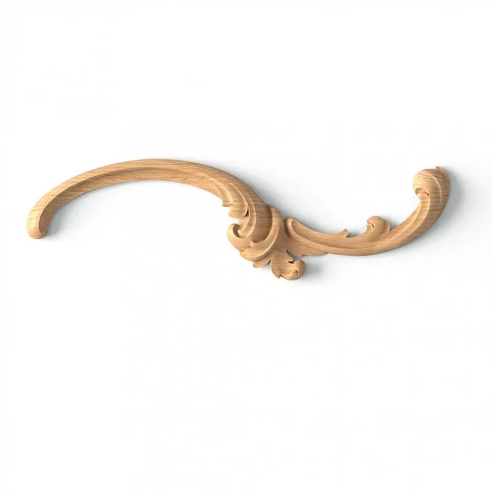 Wooden item with carved decoration in the shape of a branch with botanical motif