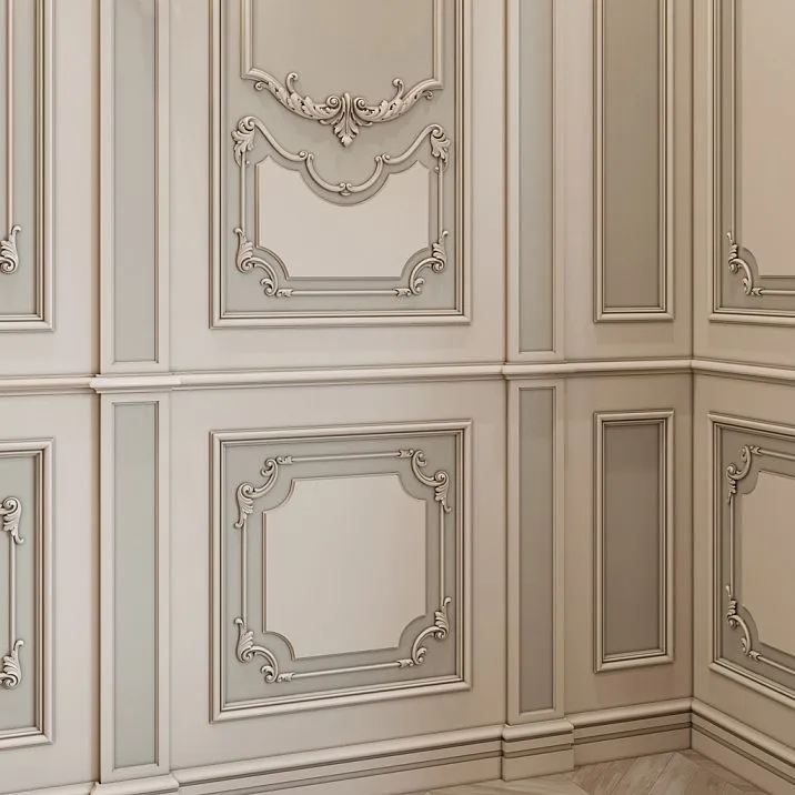 Wall panels with NPU.VRS-002-1 molding in a light classical interior
