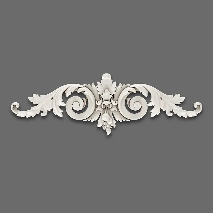 Decorative molding NPU-250 &mdash; carved overlay made of polyurethane with elegant classical scrolls