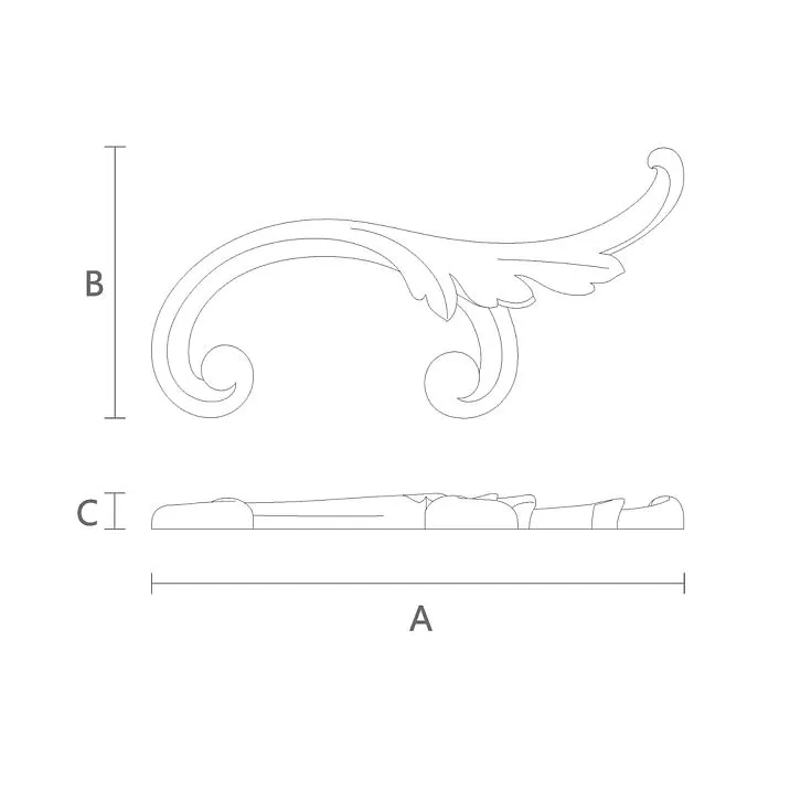 Molded overlay NPU-291R made of polyurethane, drawing of decorative molding