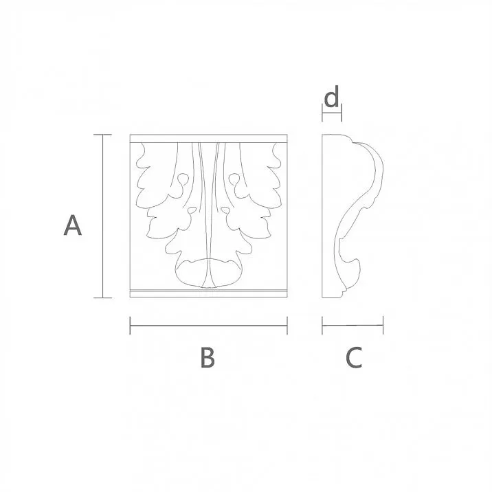 Exclusive design drawing of the carved bracket KR-015