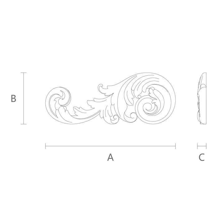 Carved applique from polyurethane NPU-120L, molding drawing