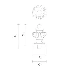 Drawing of cap for post L-081 made of solid wood with carving