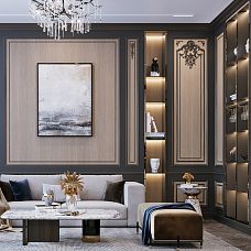 Polyurethane molding details on a classic wall