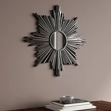 Carved frame RM-050 made of Stavros MDF, round with relief sun rays, for mirrors and paintings, classic and modern, paintable