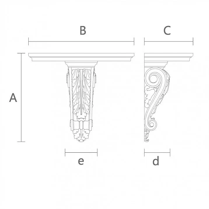 Carved shelf PKR-012.1 drawing