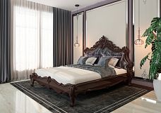 Front bed headboard, photo of assembled wooden bed