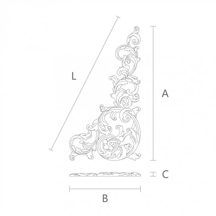 Carved overlay N-441R - beautiful and inexpensive wooden decor element, drawing