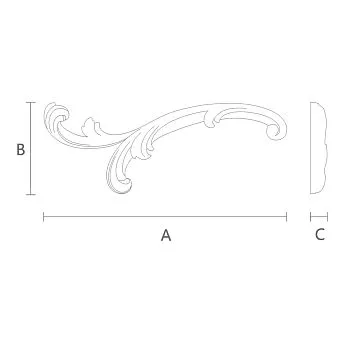 Изящная модель лепного декора NPU-433L с плавными завитками крупным планом
