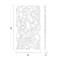 Wooden decorative element with wood carving - carved insert N-272R made of oak drawing