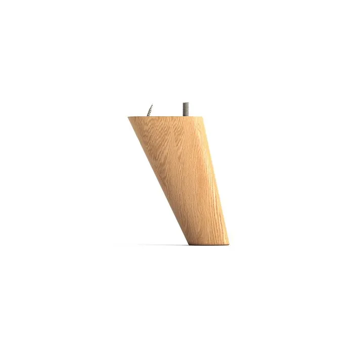 Furniture leg MN-228, half-profile view from natural wood