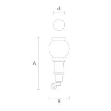 Wooden leg for chair with wheels drawing