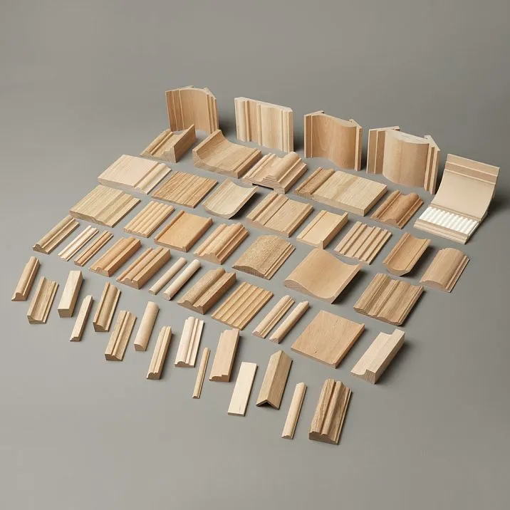 OMLD-005 Molding Sample Set &mdash; Professional Collection of 60+ Wooden Decorative Profiles in Various Shapes and Sizes