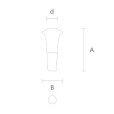 Turned leg with metal decoration, drawing