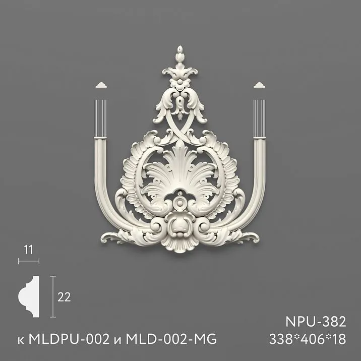 Light polyurethane applique for ceiling decoration NPU-382