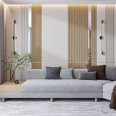 MLD-034 molding from beech and oak, interior photo with application.