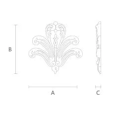 Wooden appliqu&eacute; with carved floral motif made of oak or beech &mdash; drawing