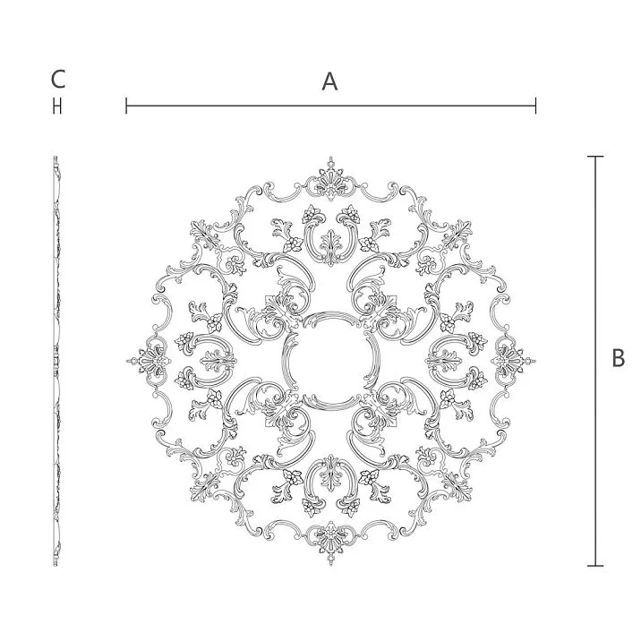Wall and ceiling moldings &mdash; modular CPU-069 polyurethane molding drawing