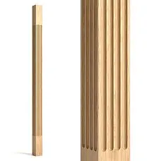 Wooden baluster L-099.1 with square cross-section and grooves