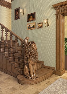 Парадный tableб для лестницы из массива лев в интерьере фото