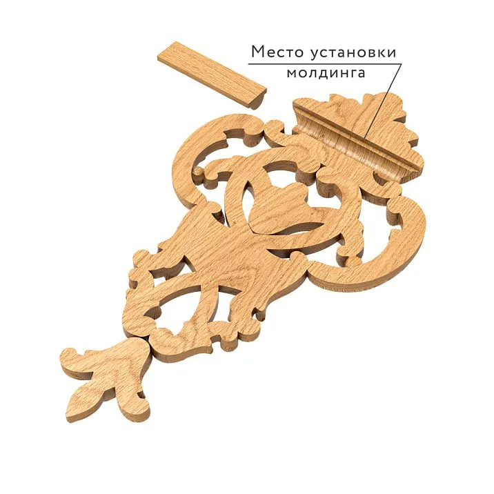 Decorative wooden insert with molding installation location shown in the photo