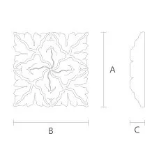 Carved Rosette from Solid Oak, Carved Rosette from Solid Beech, Drawing