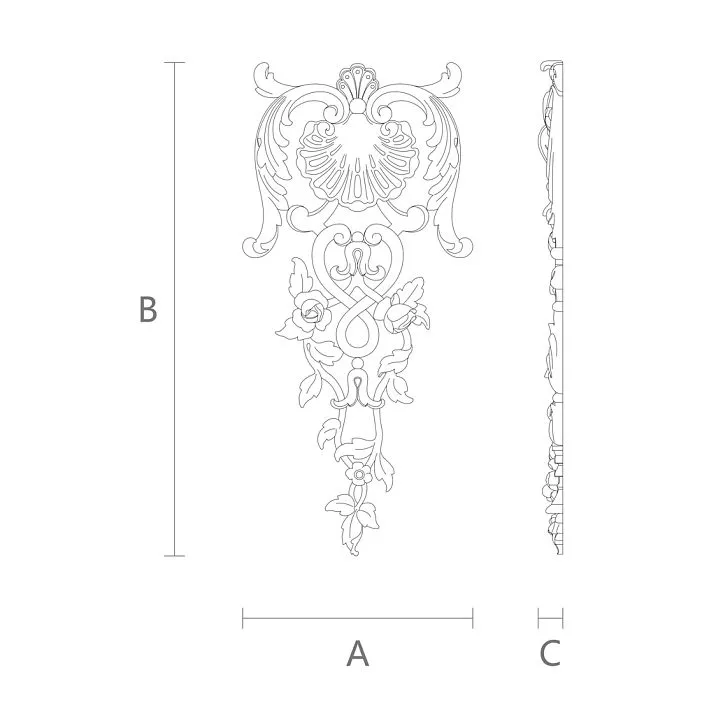 Wooden carving N.VRS-005 &mdash; elegant decor for furniture and interior drawing