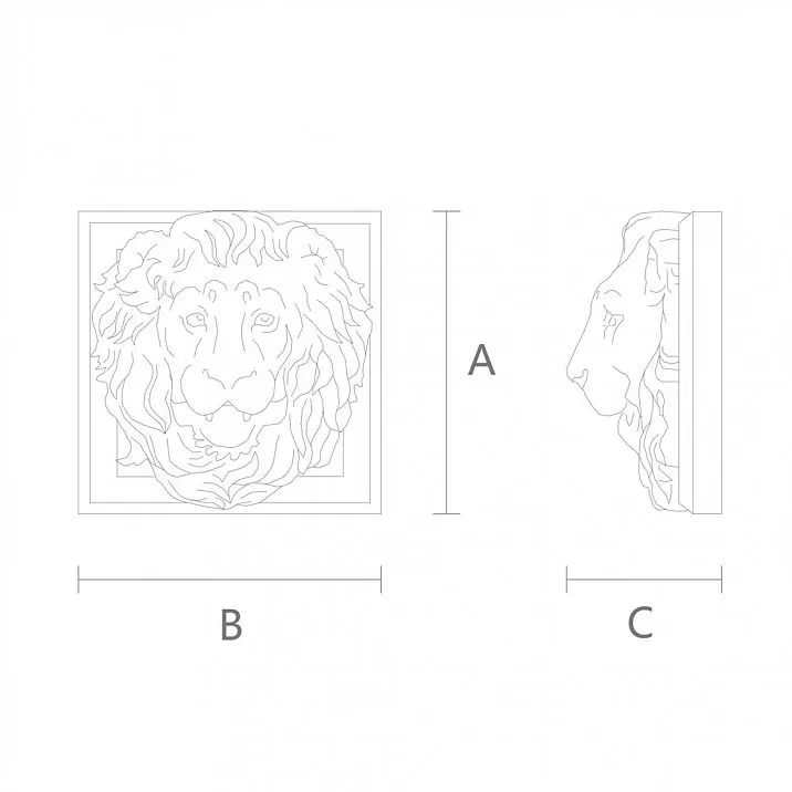Carved lion mask as an artwork  drawing