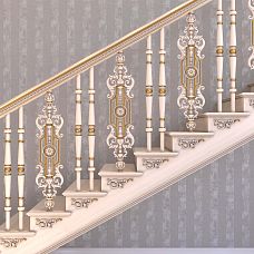Wooden baluster L-056 on the staircase photo, application