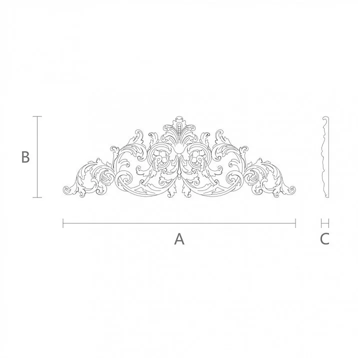 Carved wooden inlay N-095 in nature style drawing