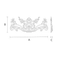 Wooden floral ornament - carved applique N-407 drawing