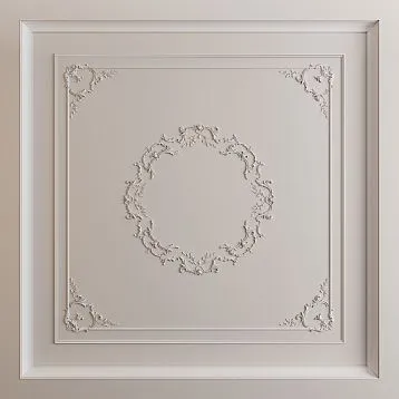 Овальный лепной декор CPU-068 из полиуретана размером 1325×1325×18 мм с изящным растительным орнаментом в стиле рококо