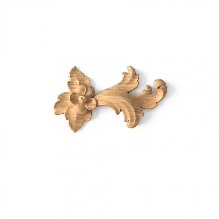 Wooden furniture decor in the form of a branch with leaves and flowers