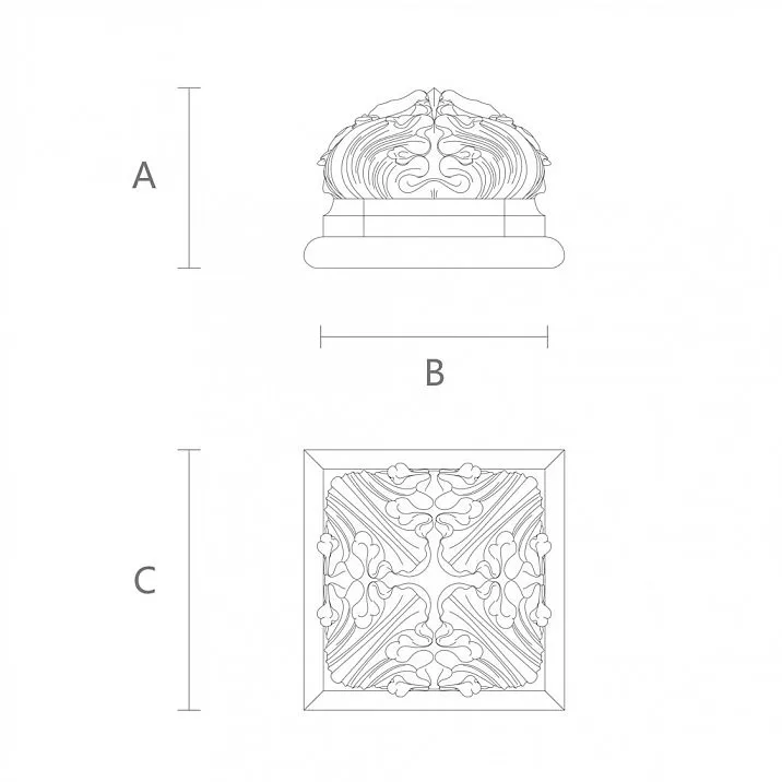 Wooden finial L-110 for giving the staircase elegance and grandeur, drawing
