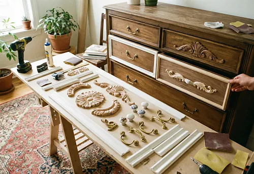 Декоративные элементы для мебели: накладки, ручки и лепнина для обновления комода своими руками