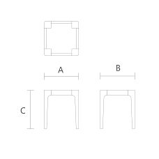 Drawing of the stool frame STL-026-7 made of solid wood