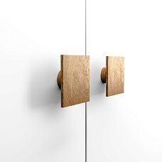 Furniture handles with wood finish on the front panel