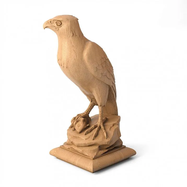 Wooden newel cap L-105 with falcon motif