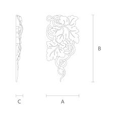 Wooden carved inlay with grape pattern for interior decoration drawing