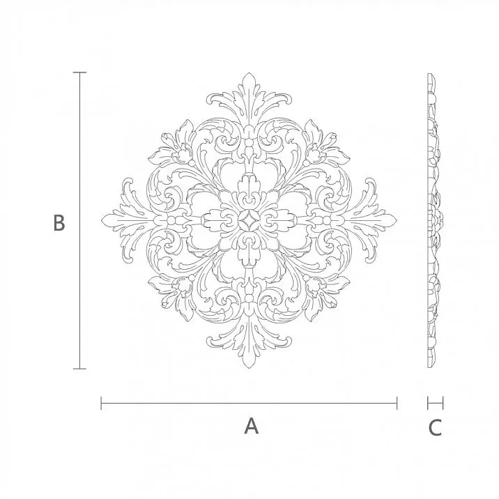 Floral wooden overlay N-421, carved, made at the decor store Stavros according to drawing