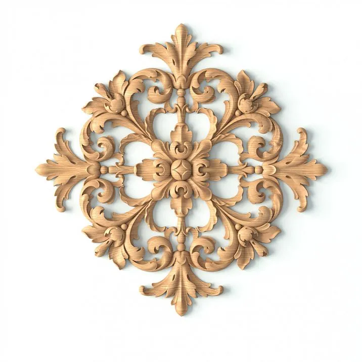 Oak or beech appliqu&eacute; N-421 with carved flowers and leaves