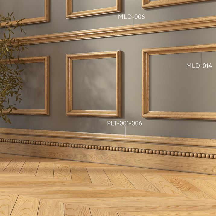 Wooden skirting PLT-001-006 with carved details in interior