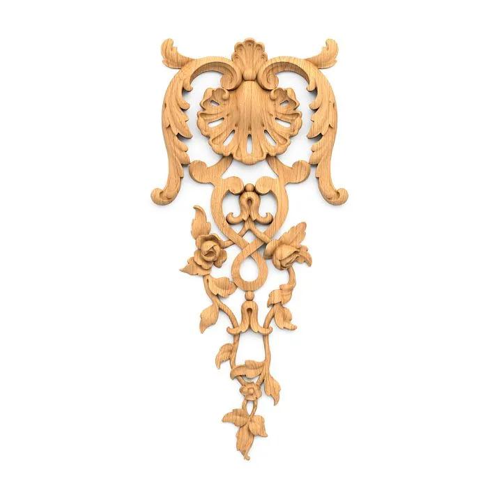Carved overlay N.VRS-005 made of oak &mdash; decorative element for furniture and walls
