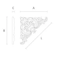 Drawing carved applique, wooden applique, furniture decor, carved decor, furniture decoration, decorative element